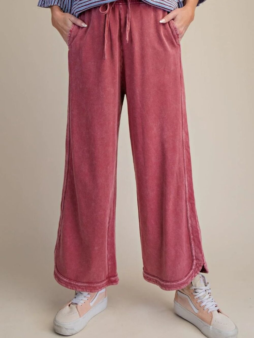Three Bird Nest Mineral Wash Terry Knit Wide Leg Pants• XL - Picture 3 of 11
